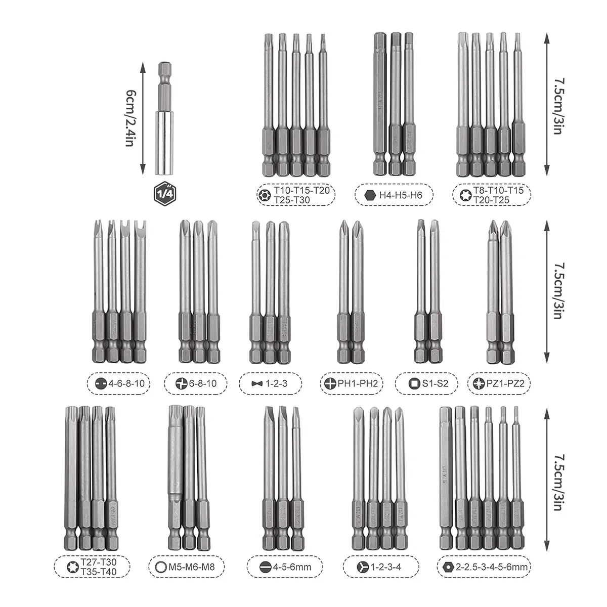 S SUNSBELL 50-Piece Security Bit Set with Magnetic Extension & Case | Alloy Steel, 3-Inch Bits for Electronics & Household Repair - view 2