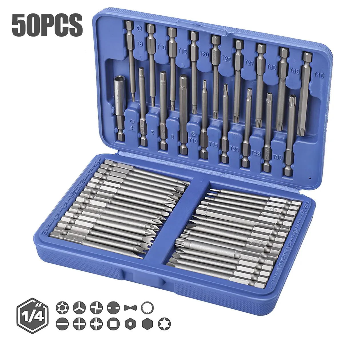 S SUNSBELL 50-Piece Security Bit Set with Magnetic Extension & Case | Alloy Steel, 3-Inch Bits for Electronics & Household Repair - view 4