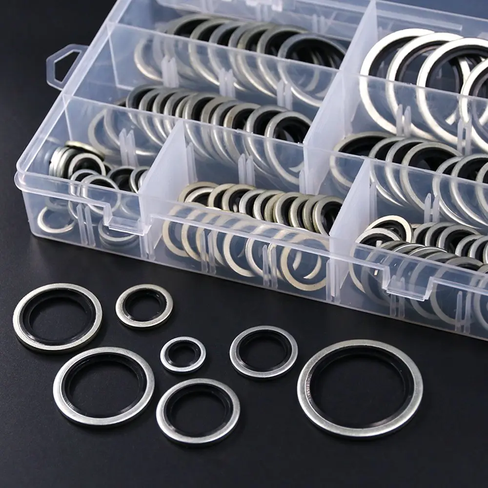 Hilitchi Bonded Seal Washer 7 Sizes | Automotive Self-Centered Oil Gasket Kit (150 pcs, Zinc Steel & Rubber) - view 7