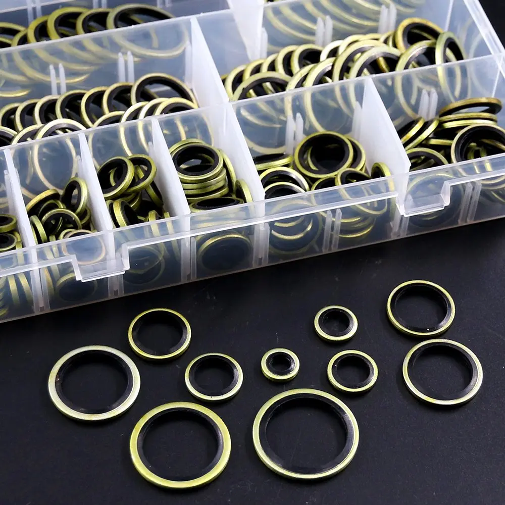 Hilitchi 180-Pcs Metric Dowty Bonded Seal Oil Washer Assortment Kit | 10 Sizes M6 to M24, Zinc Plated Steel & Rubber, Assorted in Storage Case - view 7