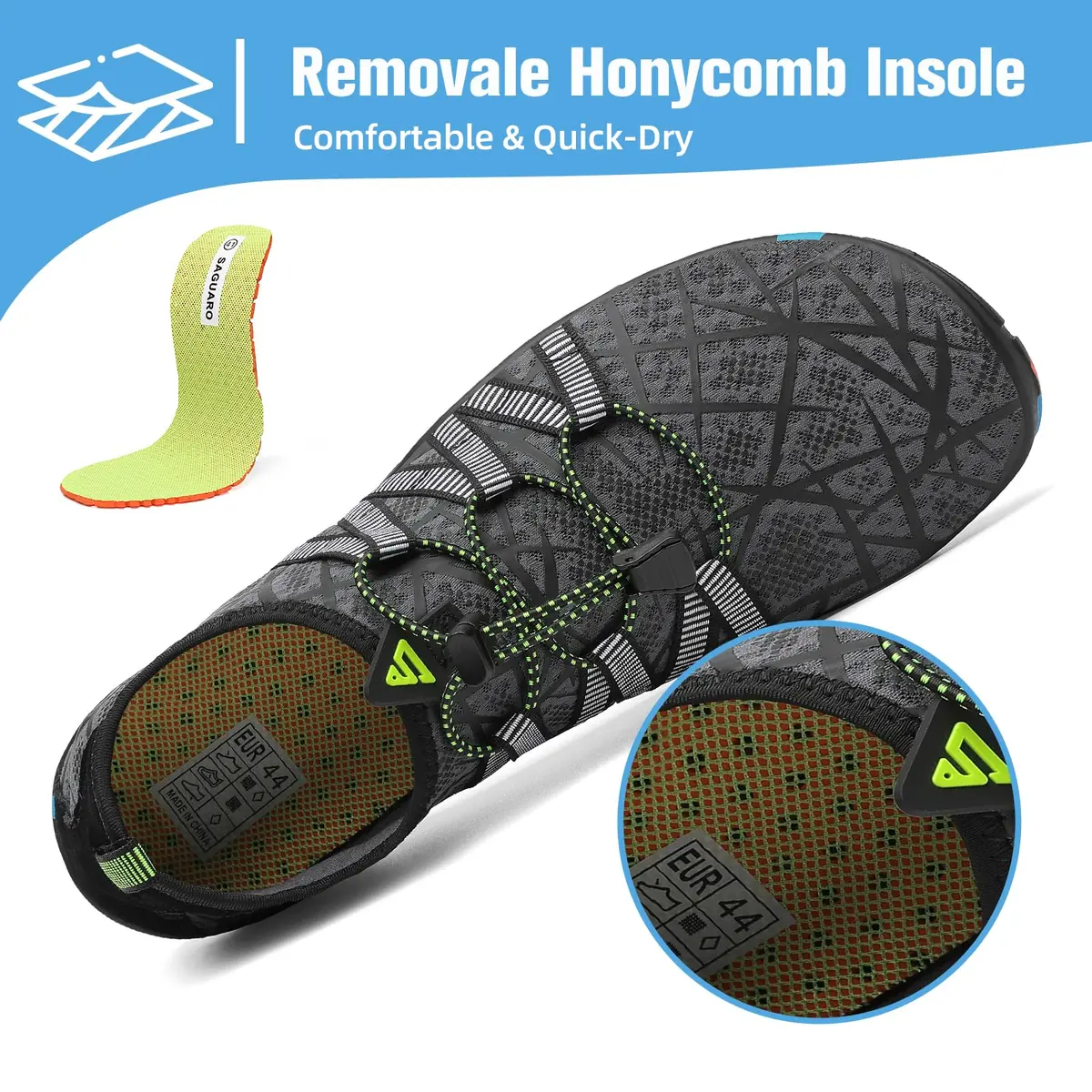 Mishansha Water Shoes for Women Men, Quick-Dry Barefoot Swim Shoes Grey | Non-Slip, Lightweight, for Beach & Water Sports - view 5