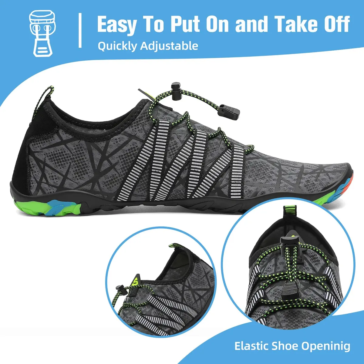 Mishansha Water Shoes for Women Men, Quick-Dry Barefoot Swim Shoes Grey | Non-Slip, Lightweight, for Beach & Water Sports - view 7