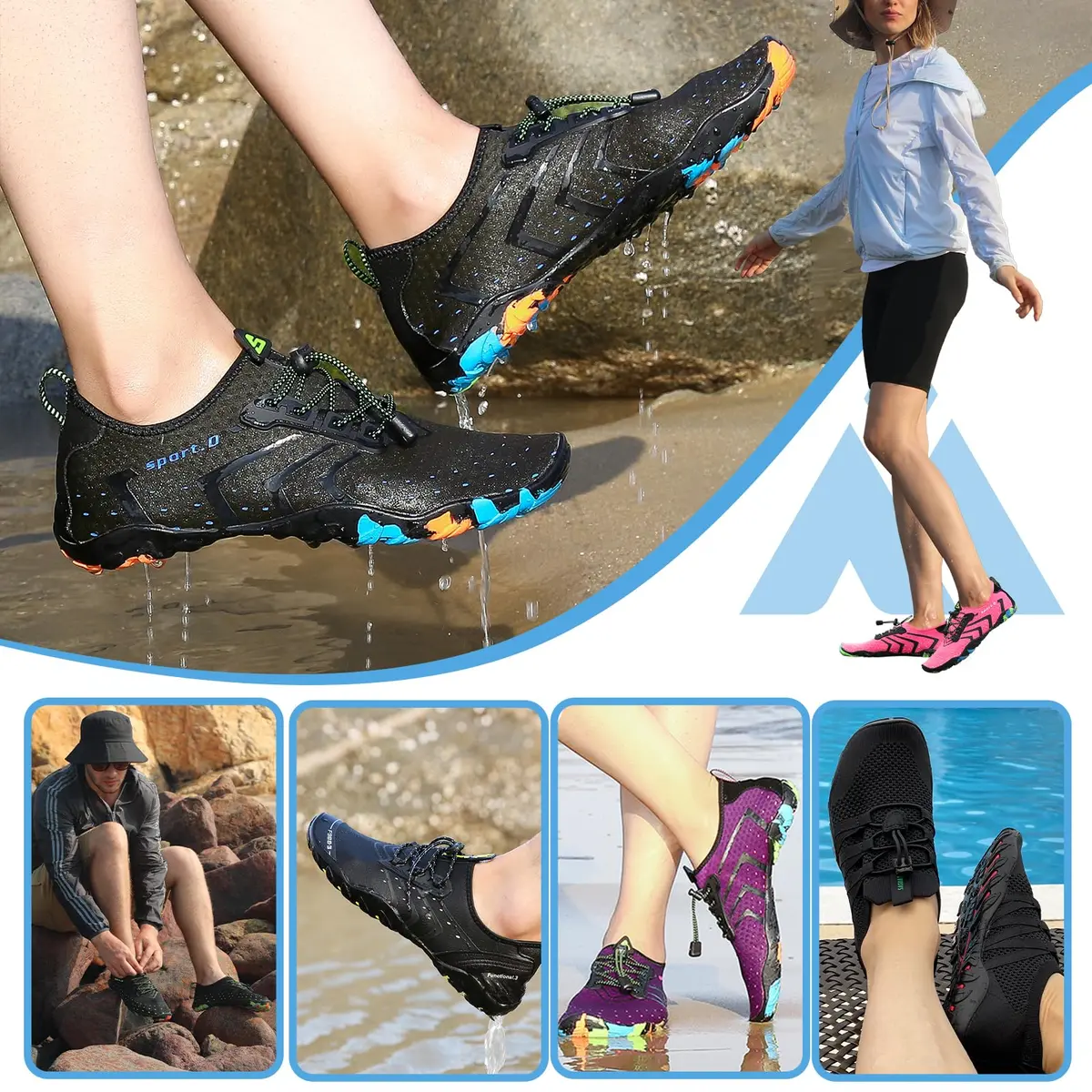 Mishansha Water Shoes for Women Men, Quick-Dry Barefoot Swim Shoes Grey | Non-Slip, Lightweight, for Beach & Water Sports - view 8