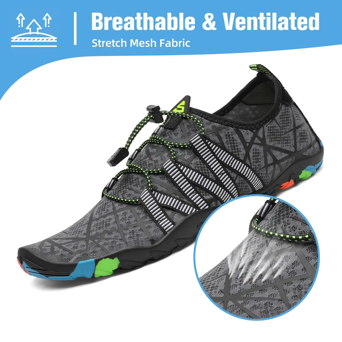 Mishansha Water Shoes for Women Men, Quick-Dry Barefoot Swim Shoes Grey | Non-Slip, Lightweight, for Beach & Water Sports - view 4