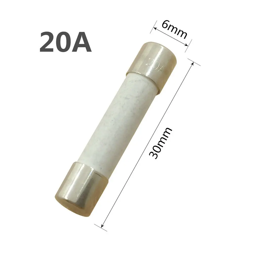 YOLISTIC 20 Amp Slow-Blow Ceramic Fuse 6x30mm (Pack of 10) | Time Delay Protection - view 2