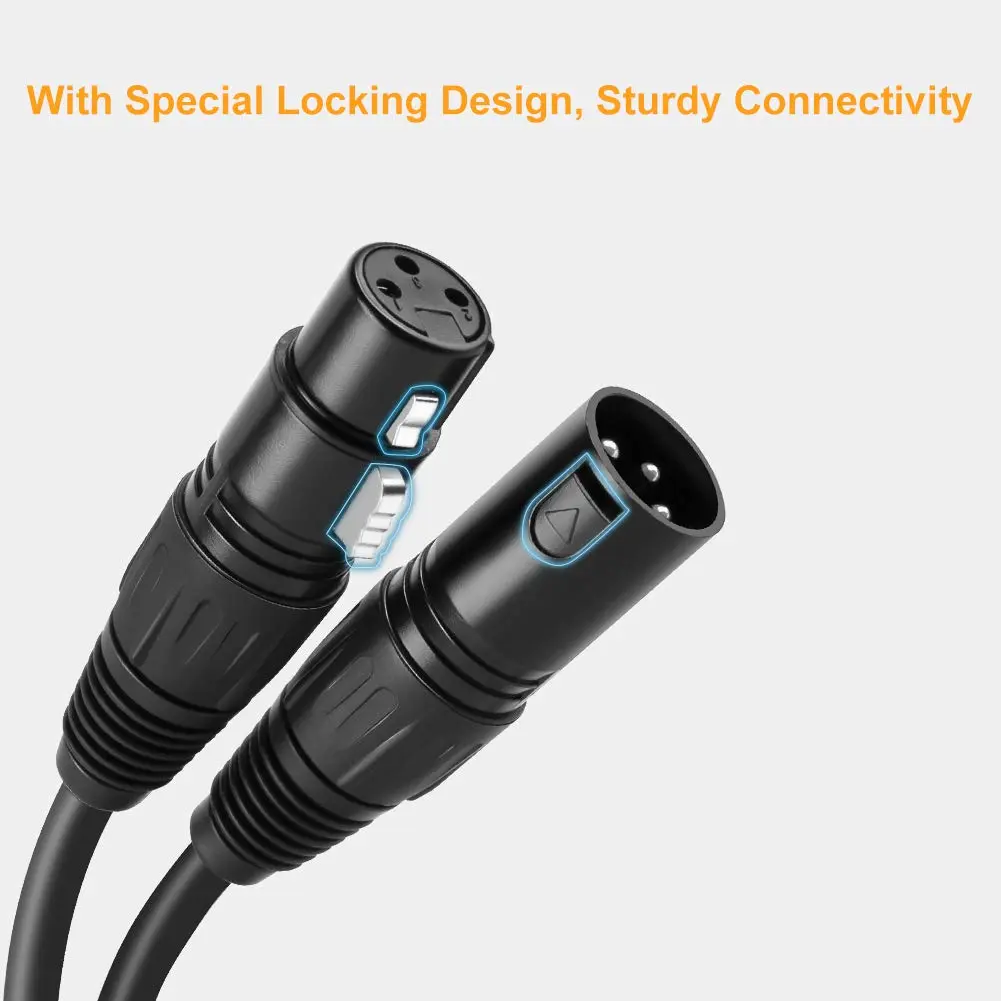 CableCreation 3ft XLR Male to Female Balanced Microphone Extension Cable | Locking Connectors, Double Shielding, Nickel Pins - view 5