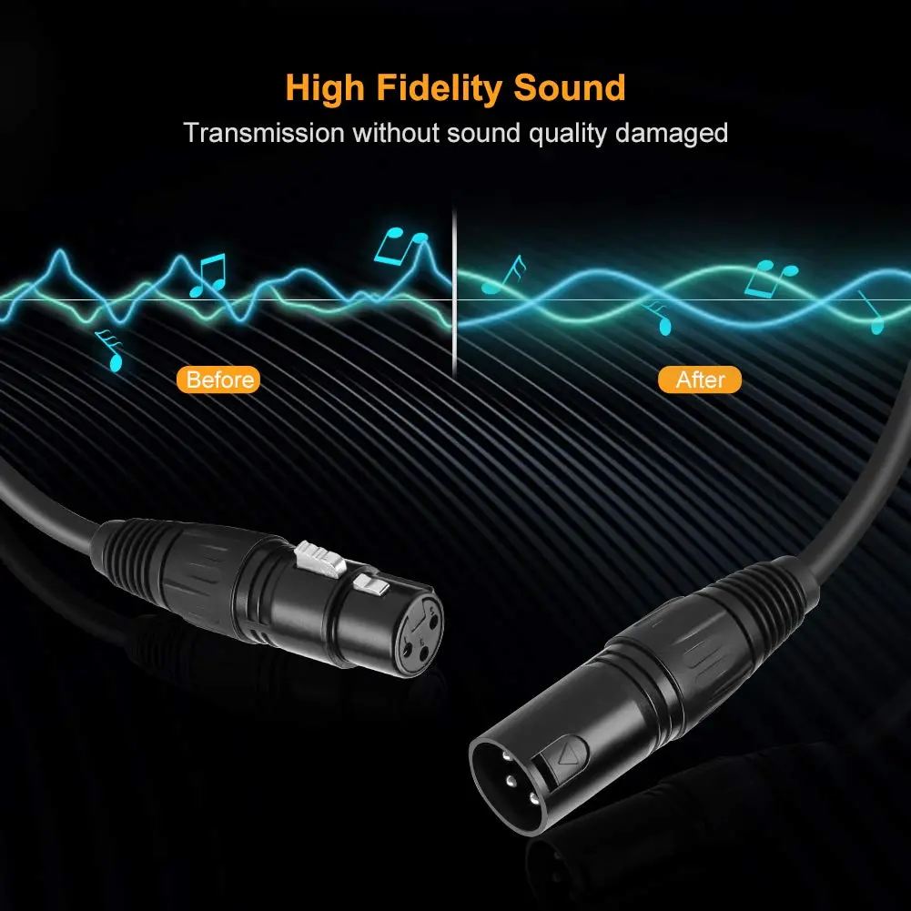 CableCreation 3ft XLR Male to Female Balanced Microphone Extension Cable | Locking Connectors, Double Shielding, Nickel Pins - view 2
