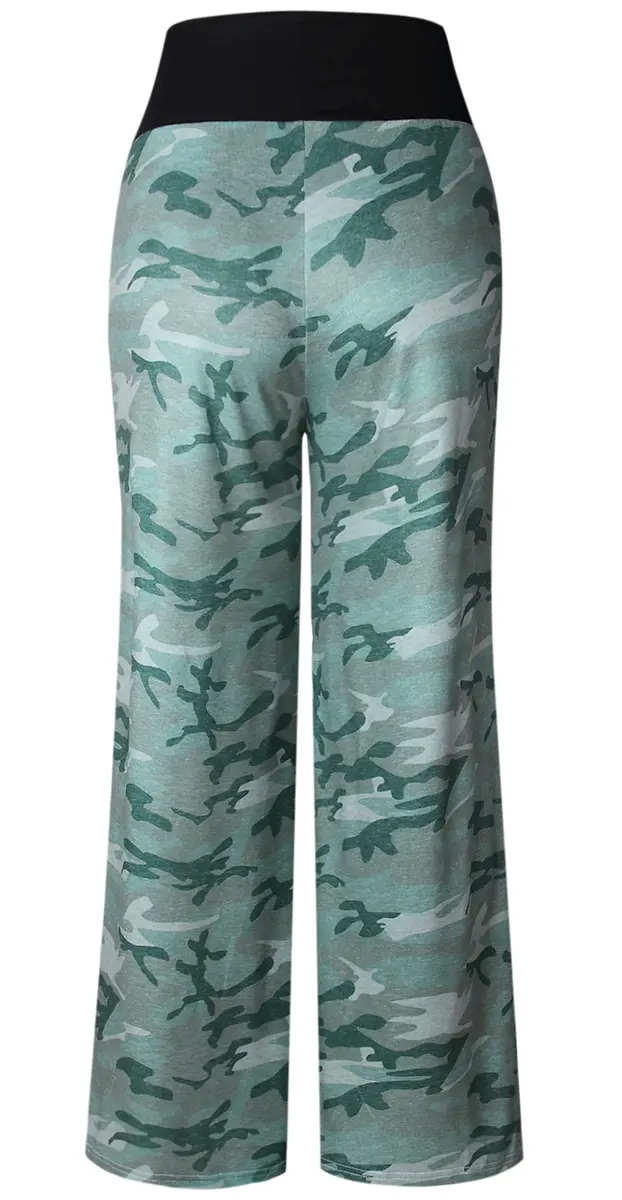 X-Image Women Pajama Comfy Chic Floral Print Lounge Drawstring Palazzo Long Wide Leg Pants Green 3, Large | Breathable, Soft & Comfortable for All Seasons - view 7