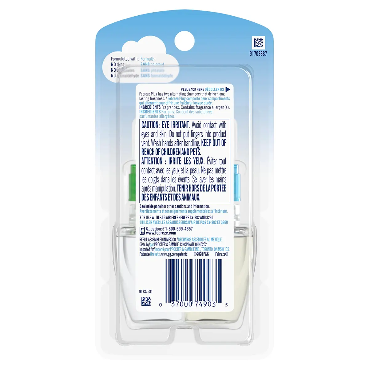 Febreze Fade Defy Plug Air Freshener Refill Gain Original Scent 0.87 fl oz (25.8 ml) | Lasts 50 Days - view 2