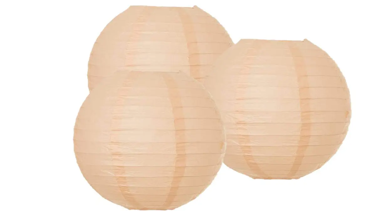 Matissa Paper Lantern Lampshade Party Decoration 25 cm (10") | Pack of 3 Peach Spherical - main product image