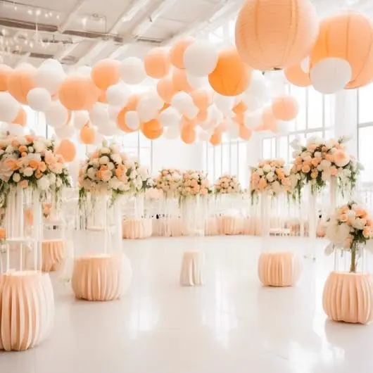 Matissa Paper Lantern Lampshade Party Decoration 25 cm (10") | Pack of 3 Peach Spherical - view 3