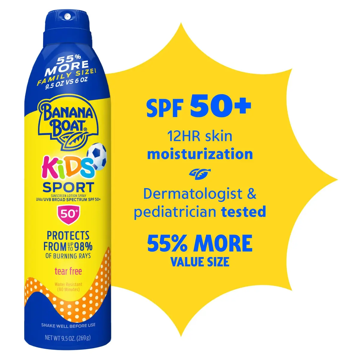 Banana Boat Sport Kids Sunscreen Spray SPF 50+ 269ml (9.5 Fl Oz) | Water Resistant 80 Min - view 2