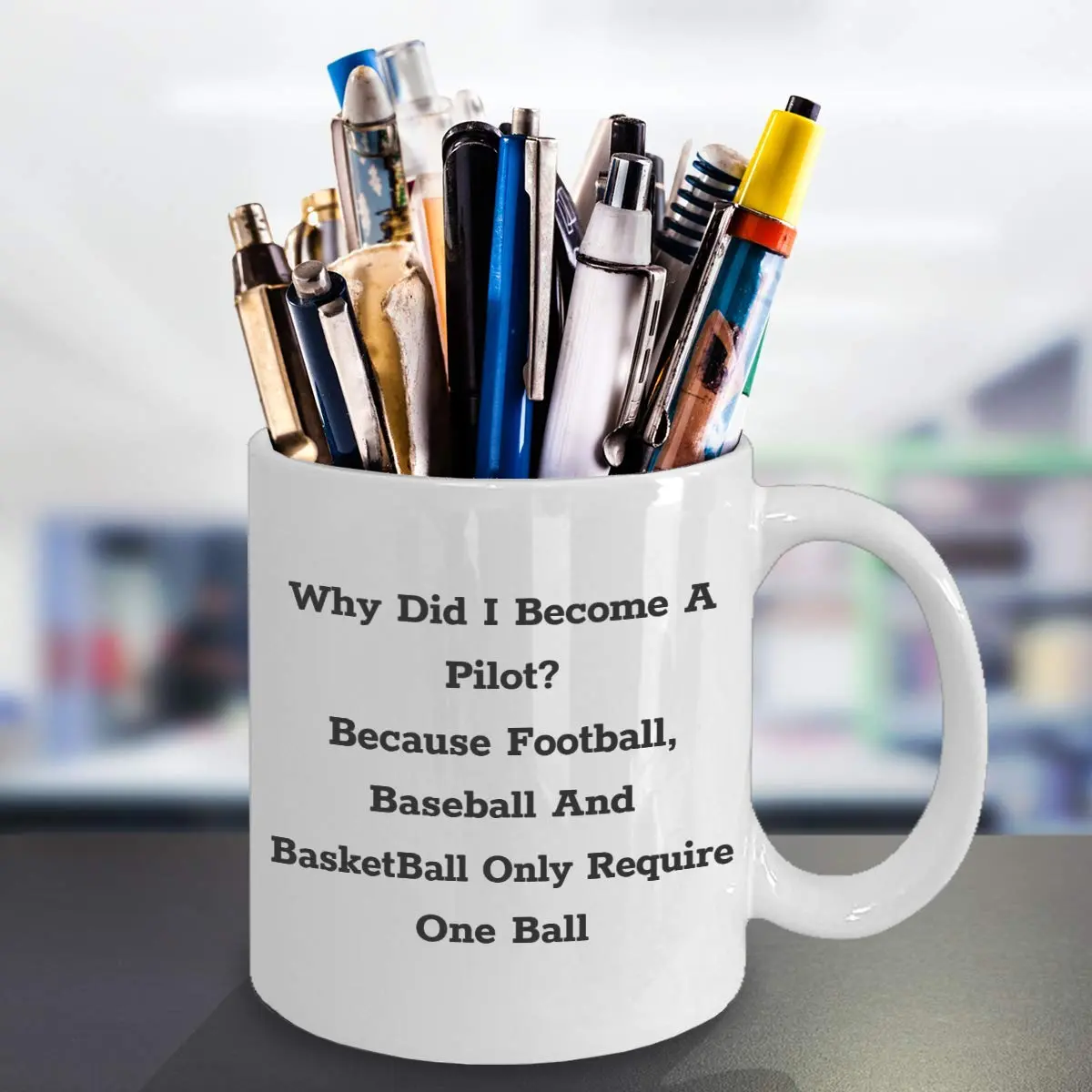CuteNation White 355ml (12 Fl Oz) Ceramic Mug | Funny Pilot Gift Idea - view 3