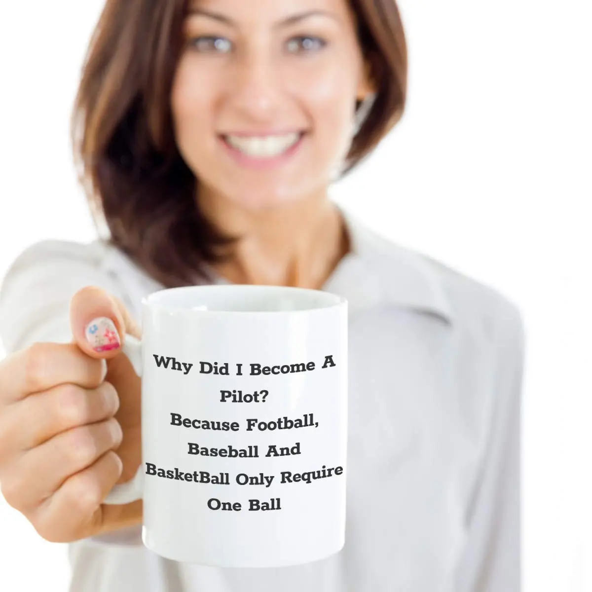 CuteNation White 355ml (12 Fl Oz) Ceramic Mug | Funny Pilot Gift Idea - view 4