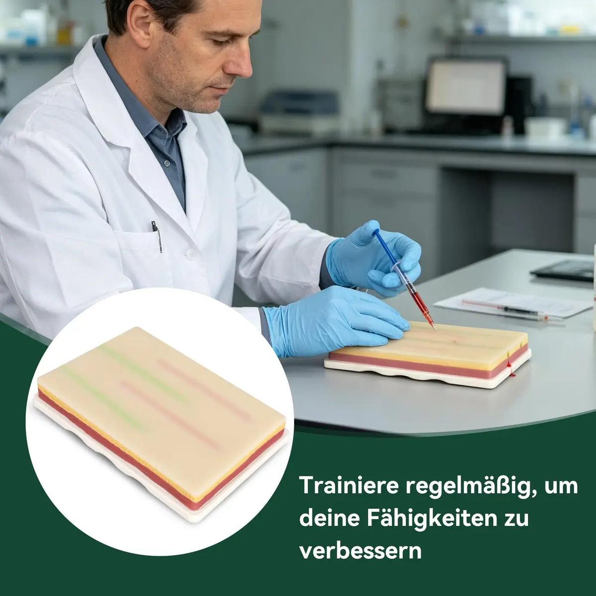 Medarchitect Venipuncture IV Injection Training Pad Model with 4 Veins Imbedded and 3 Skin Layers for Medical Students Doctors Nurses Practice | Realistic & Portable - view 7