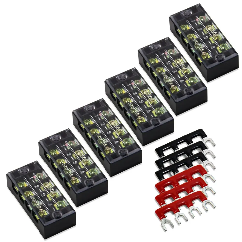 MILAPEAK Terminal Block 4 Circuits 600V 25A Dual Row Screw Strip | Safe, Neat Wiring - main product image