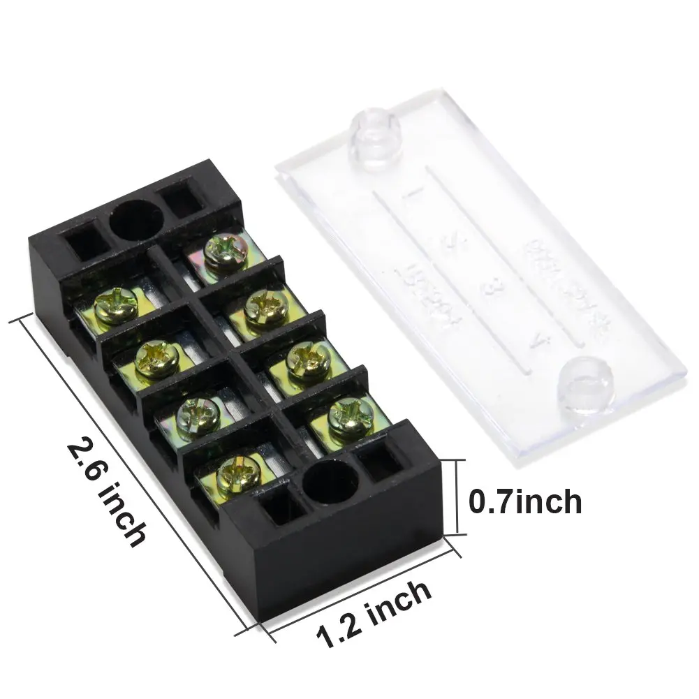 MILAPEAK Terminal Block 4 Circuits 600V 25A Dual Row Screw Strip | Safe, Neat Wiring - view 2