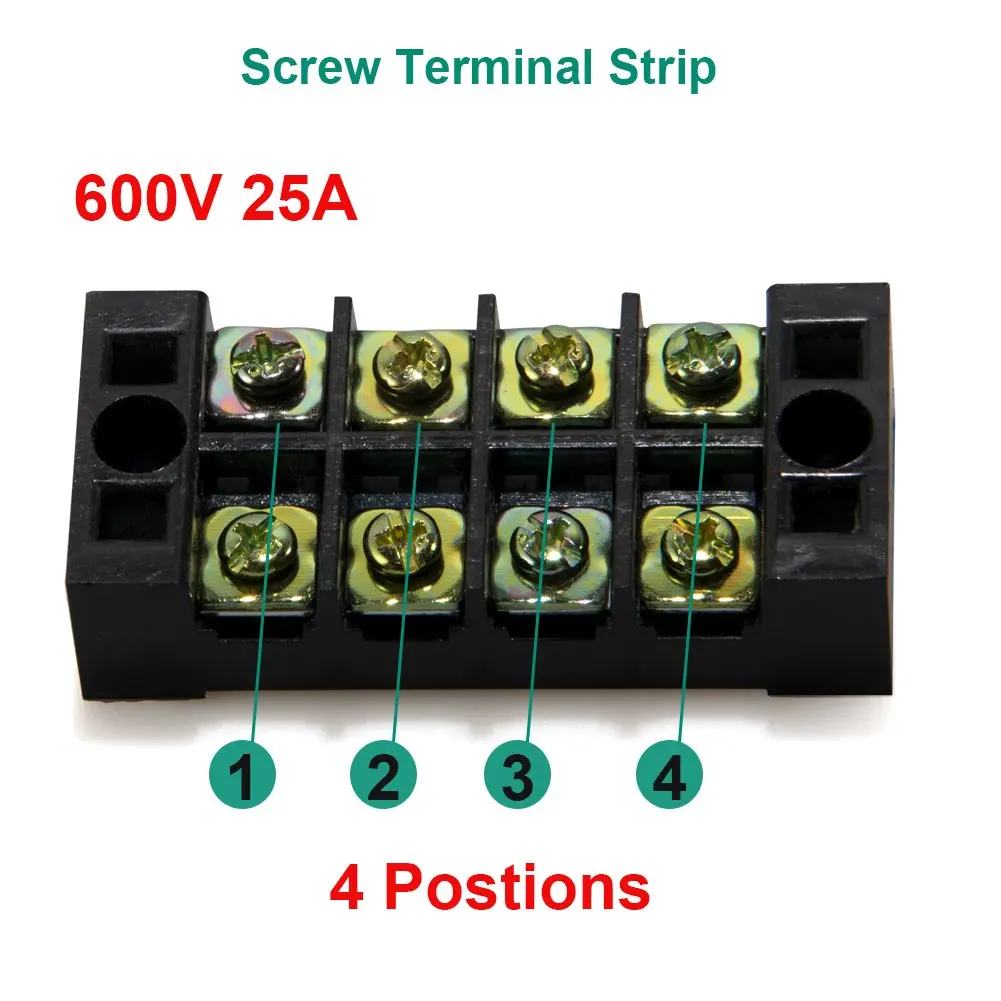 MILAPEAK Terminal Block 4 Circuits 600V 25A Dual Row Screw Strip | Safe, Neat Wiring - view 4