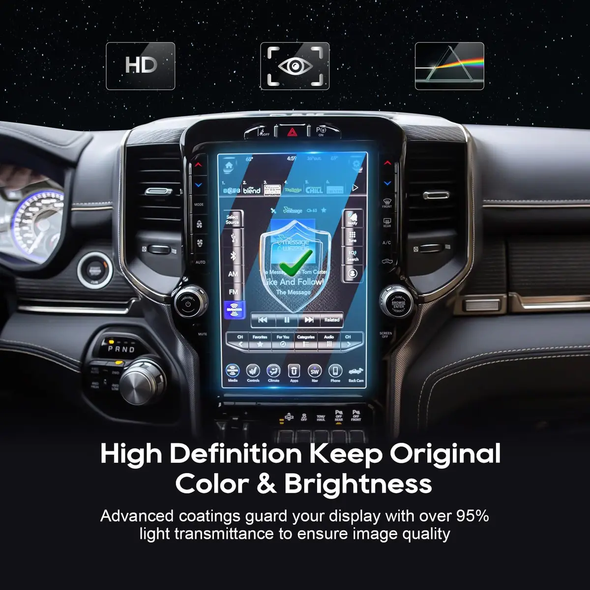 LFOTPP 12-inch Uconnect Screen Protector for Ram 1500/2500/3500 2019-2026 | 9H Tempered Glass for Laramie/Rebel/Limited/TRX - view 6
