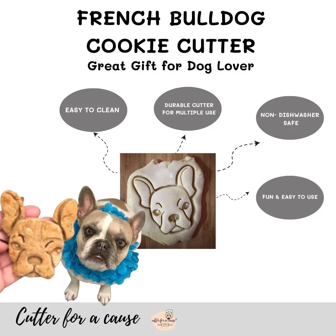 Free Thought Designs French Bulldog Cookie Cutter - 3 inch Face | Fun Dog Treat & Party Tool - main product image
