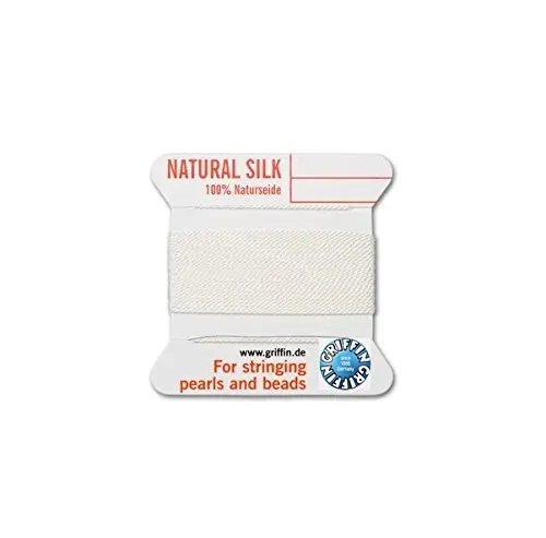 Griffin Natural Silk Bead Cord Size #6 White 2m (6.56 ft) | Made in Germany - view 2