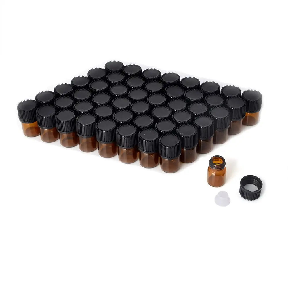 Enslz Essential Oil Sample Bottles 1ml & 2ml Amber Glass Refill Pack | Leak-Proof & Portable - main product image