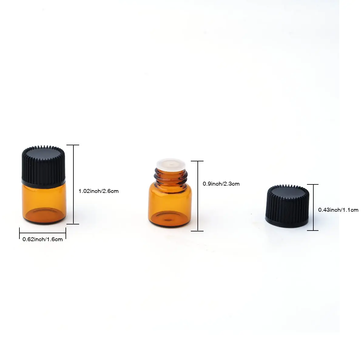 Enslz Essential Oil Sample Bottles 1ml & 2ml Amber Glass Refill Pack | Leak-Proof & Portable - view 2