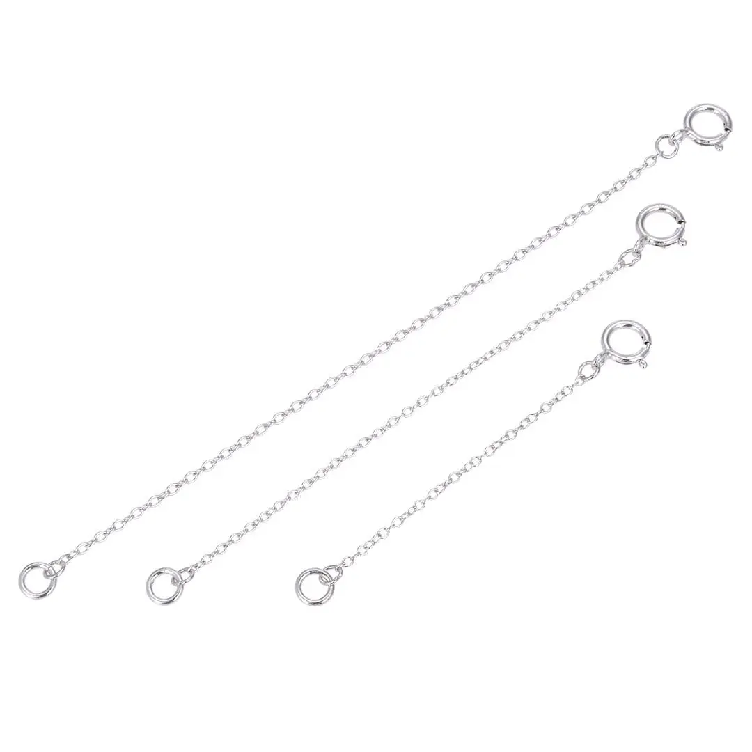 Adabele 925 Sterling Silver Chain Extender Clasp 6 inch (15.24 cm) | Tarnish Resistant Rhodium Plated - view 2