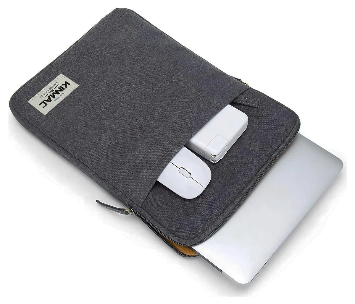 Kinmac 360° Protective Laptop Sleeve Case for 15.6-16 inch Laptops | Vertical Grey Design with Pocket - view 4