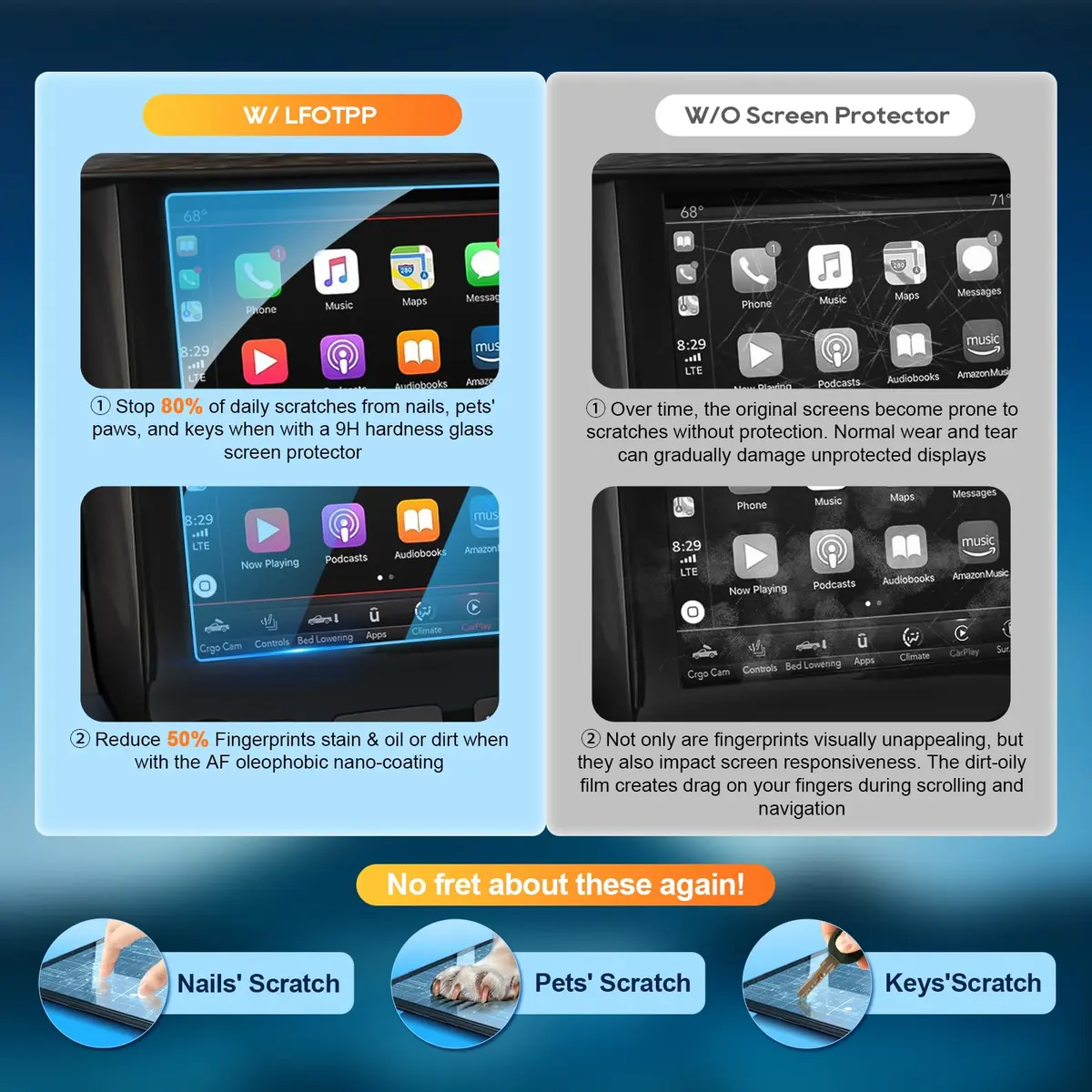 LFOTPP Tempered Glass Screen Protector for 8.4 Inch Ram 1500 2500 3500 | HD Scratch Resistance - view 3