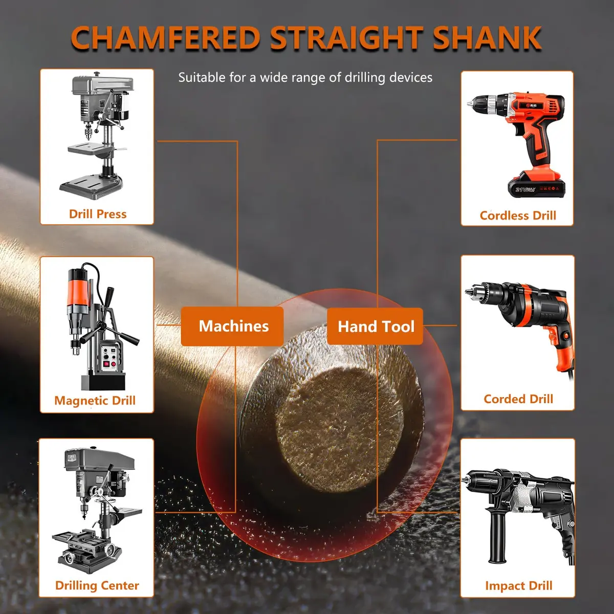 HYMNORQ 10-Piece 3.2mm M35 Cobalt Steel Drill Bit Set for Hard Metals | 135° Split Point, Bronze Finish, 10 pcs - view 5