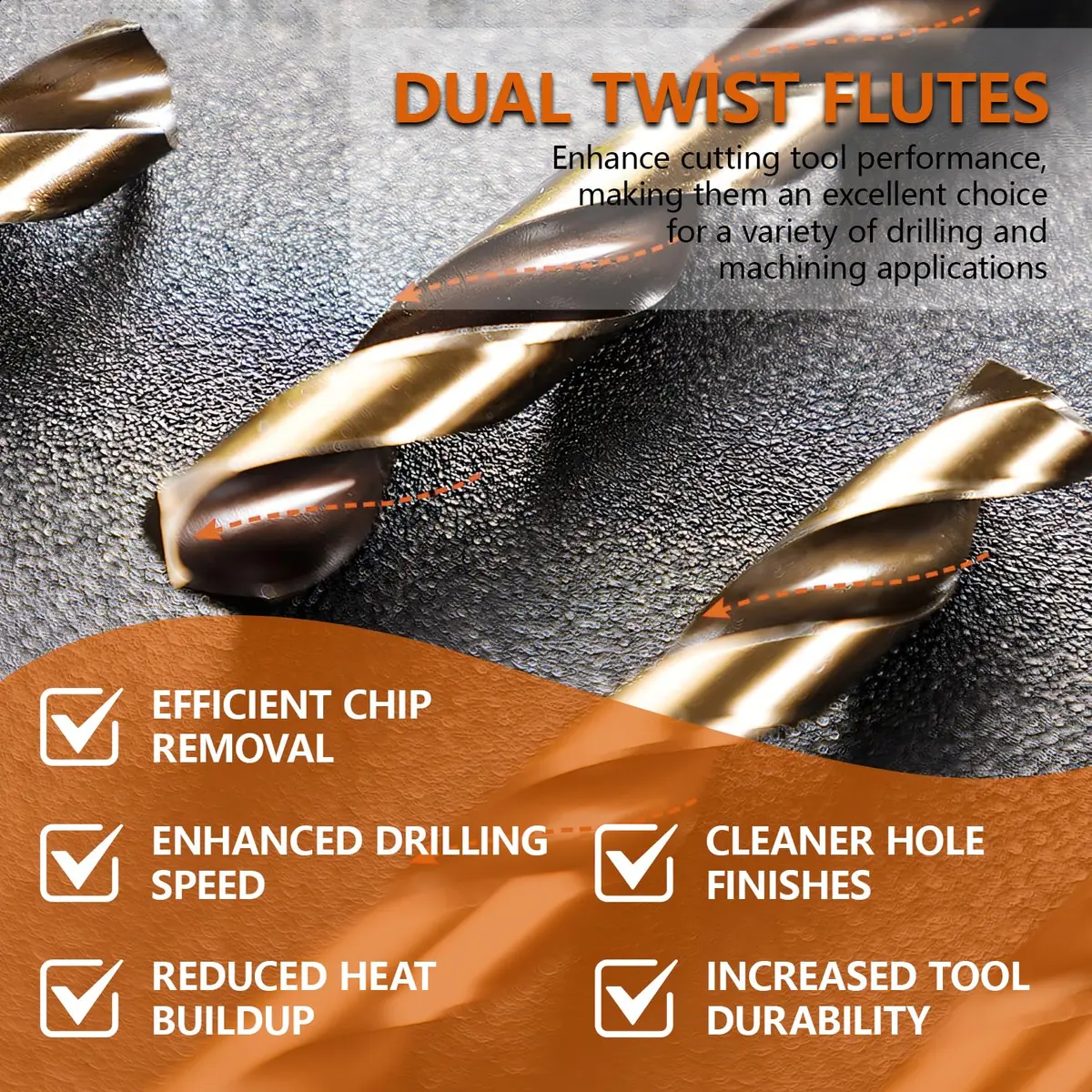 HYMNORQ 10-Piece 3.2mm M35 Cobalt Steel Drill Bit Set for Hard Metals | 135° Split Point, Bronze Finish, 10 pcs - view 4