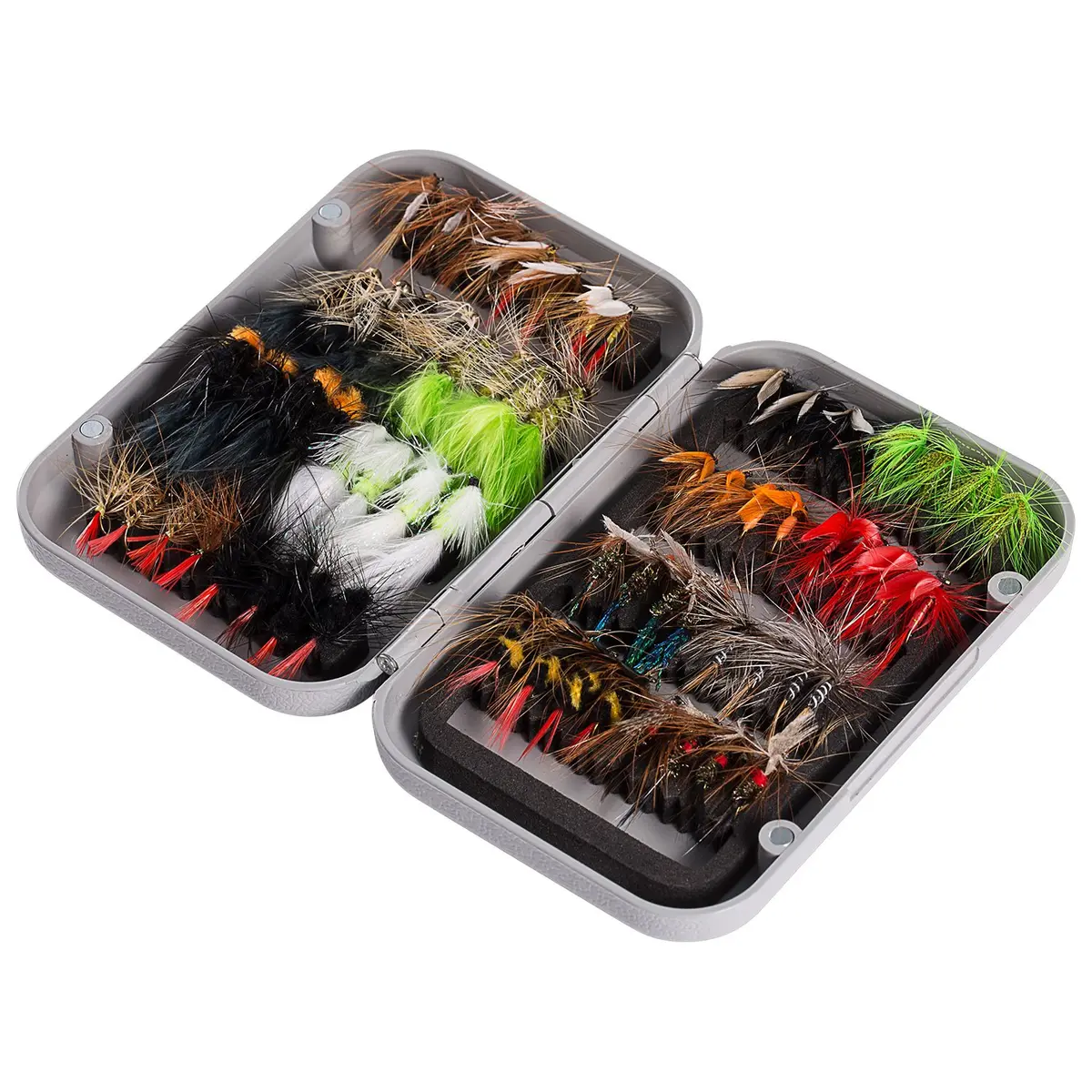 BASSDASH 64 pcs Fly Fishing Assorted Flies Kit with Magnetic Fly Box | Trout & Panfish Lures - main product image