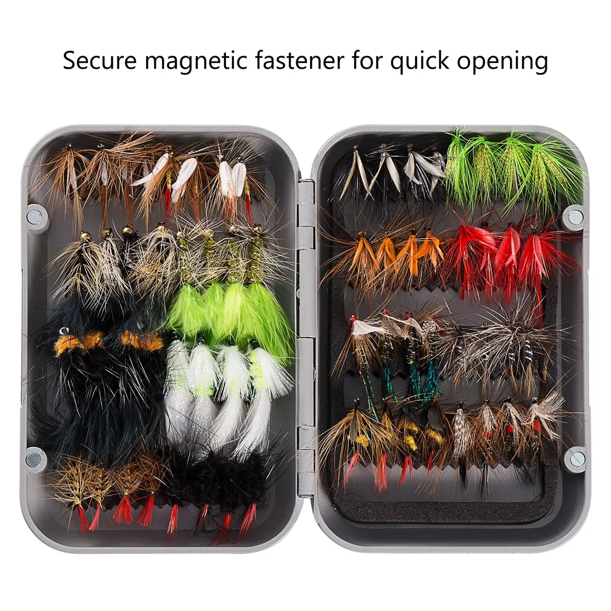 BASSDASH 64 pcs Fly Fishing Assorted Flies Kit with Magnetic Fly Box | Trout & Panfish Lures - view 5