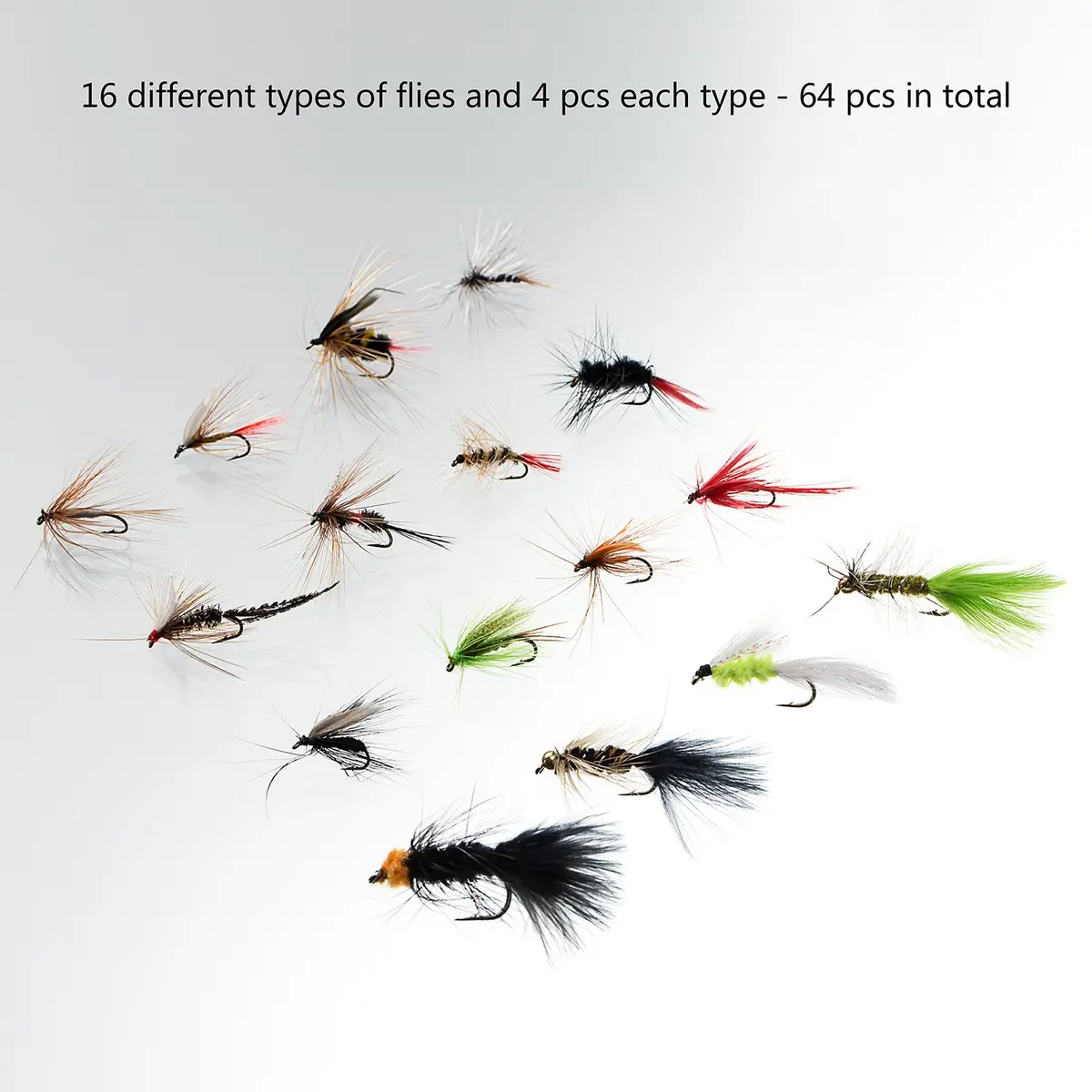 BASSDASH 64 pcs Fly Fishing Assorted Flies Kit with Magnetic Fly Box | Trout & Panfish Lures - view 2