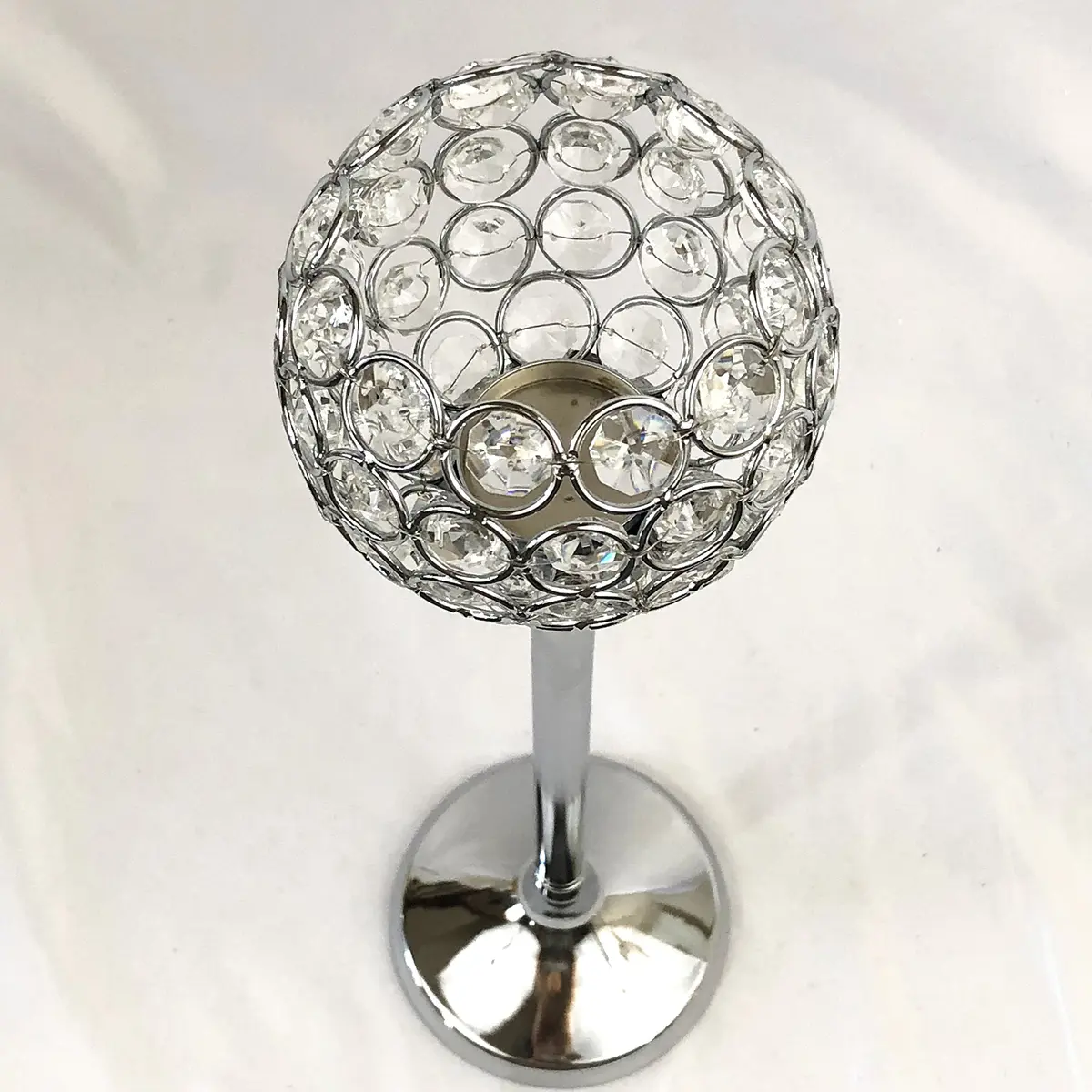 allgala 16 inch Crystal Bowl Tealight Votive Candle Holder Silver | Elegant Centerpiece for Dining Tables & Events - view 4