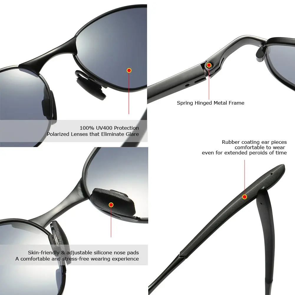 ZHILE Black Polarized Wrap Sunglasses 53mm (1.77 in) | UV400 Protection for Small Faces - view 5