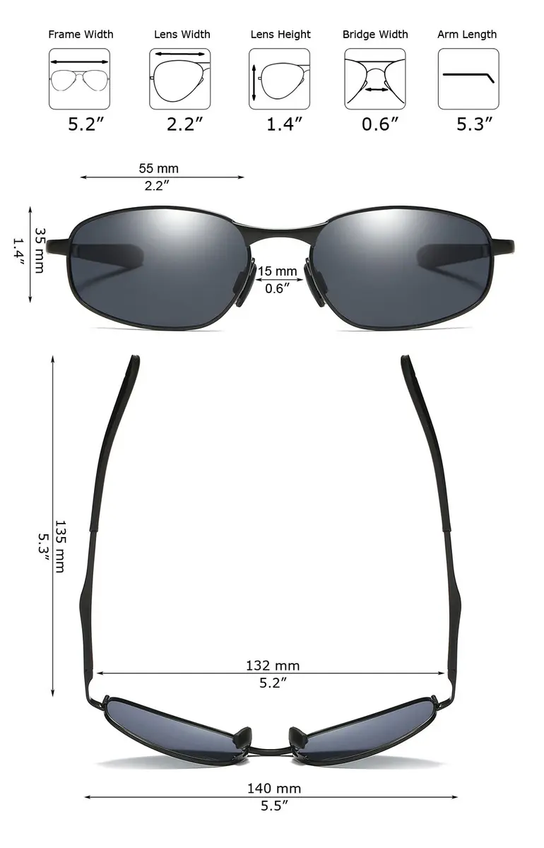 ZHILE Black Polarized Wrap Sunglasses 53mm (1.77 in) | UV400 Protection for Small Faces - view 6