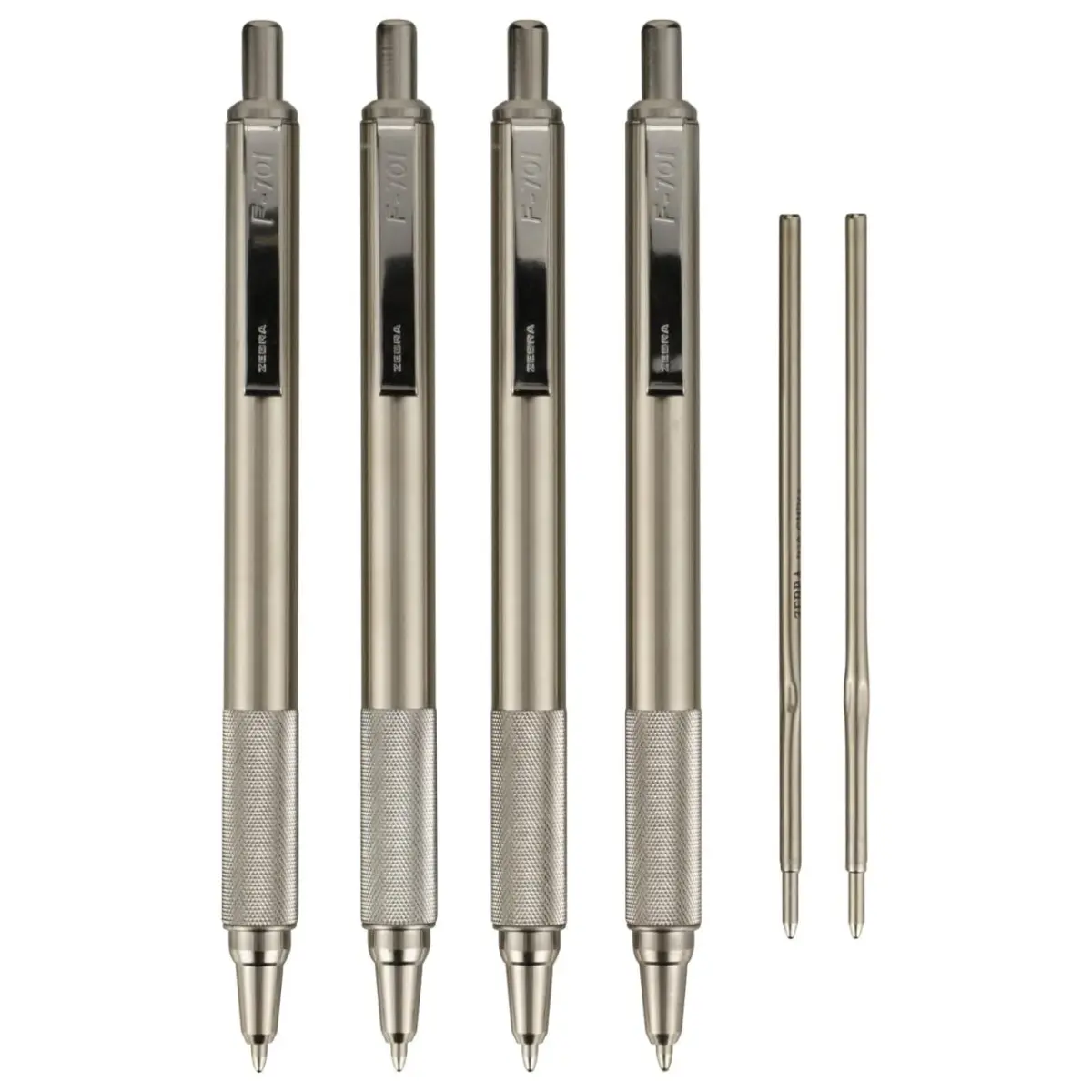 Zebra Pen STEEL F-701 Retractable Ballpoint Pen, Black Ink, 0.8mm, 4-Pack | Smooth Writing Instrument for Professionals - main product image