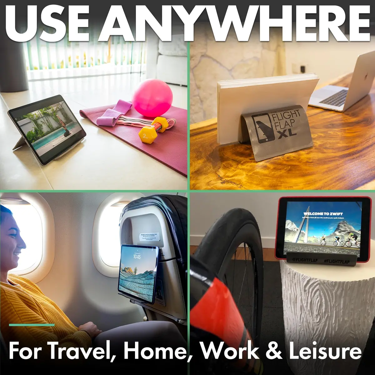 Flight Flap Airplane Tablet Holder, Extra Large, Gray | Flexible Folding Stand for Travel & Desk - view 6