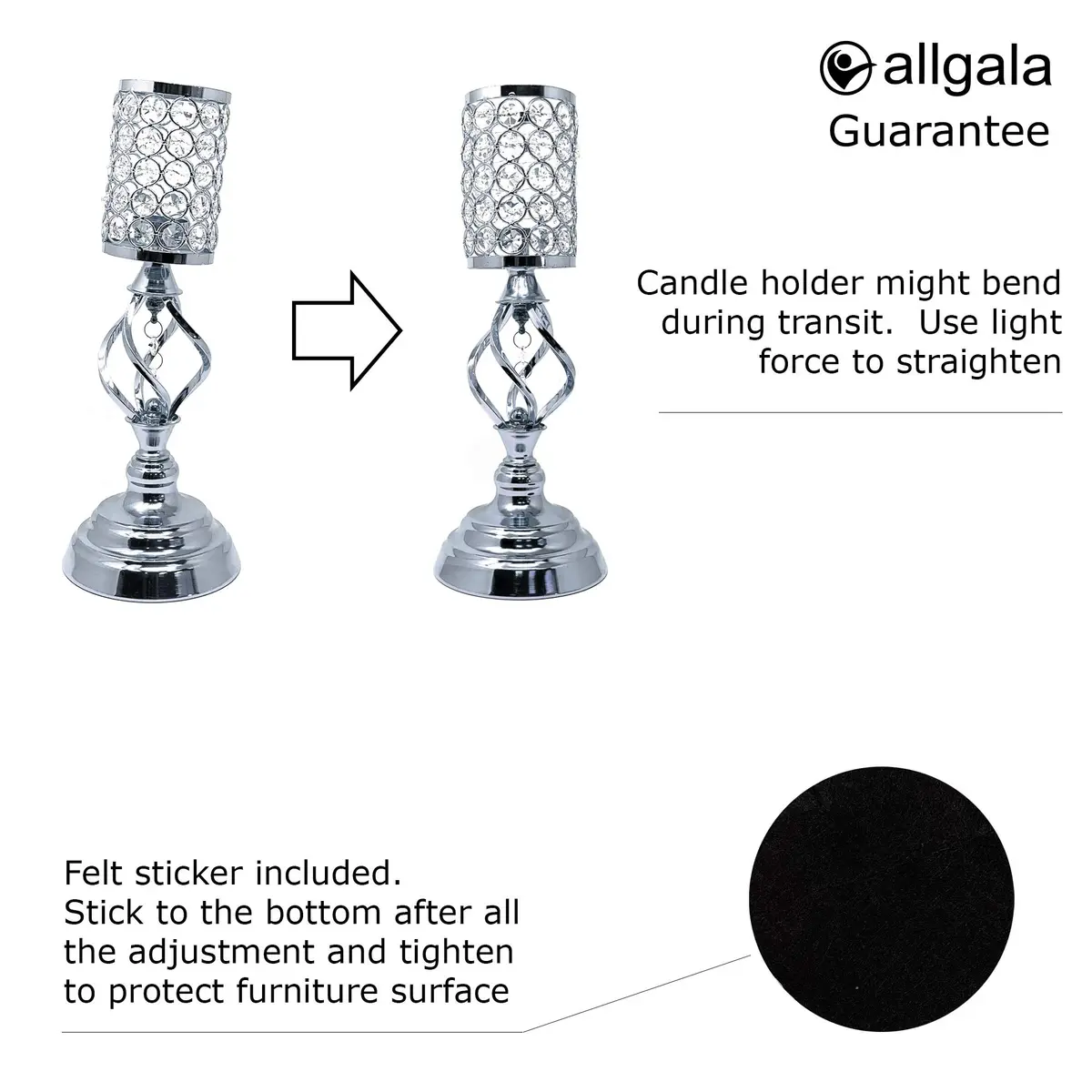 allgala 14" Crystal Cylinder Tealight Candle Holder-Silver | Elegant Decor for Special Occasions - view 5