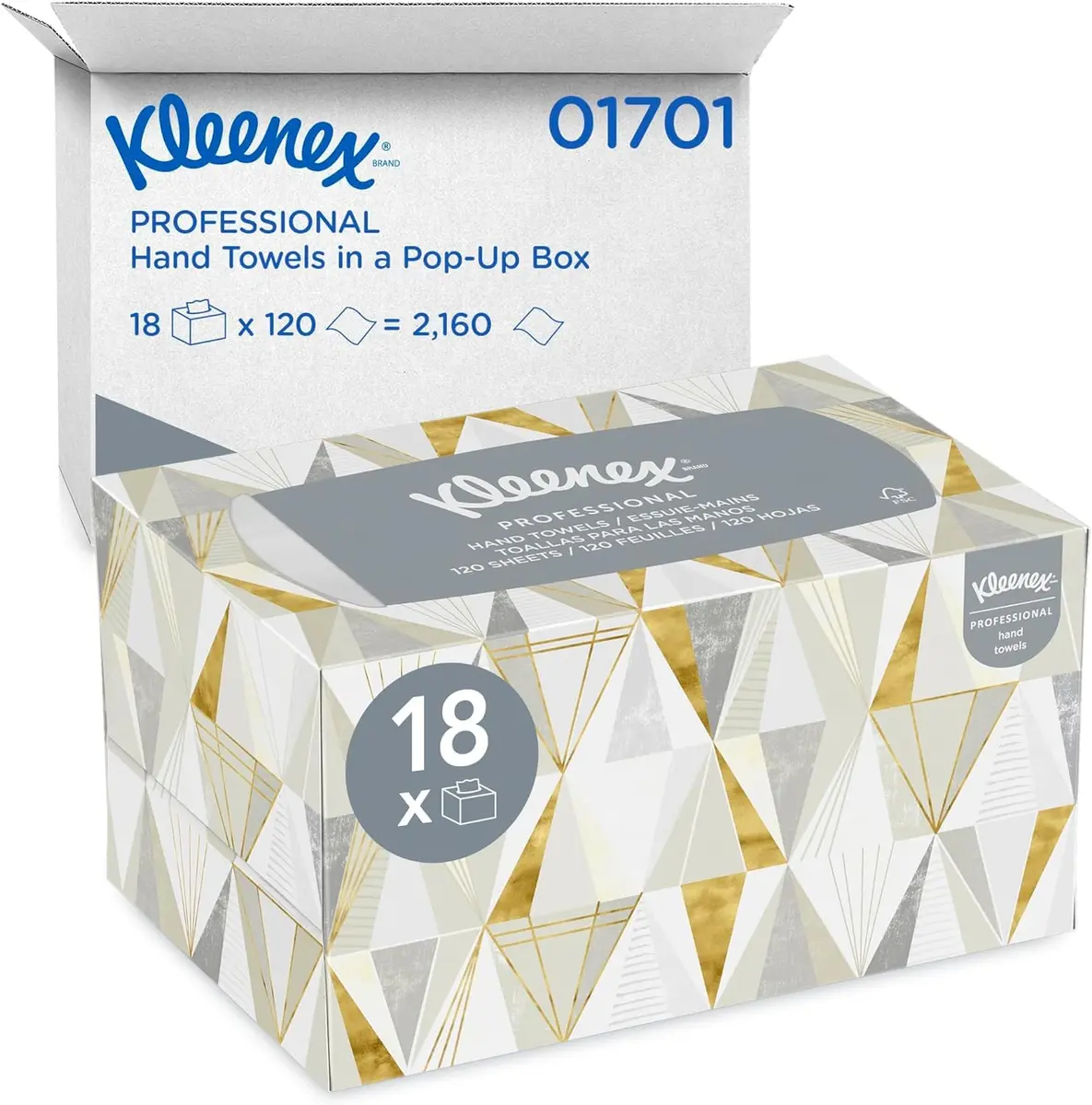 Kimberly-Clark Professional White Paper Towels | 18 Boxes, 2160 Sheets Total - main product image