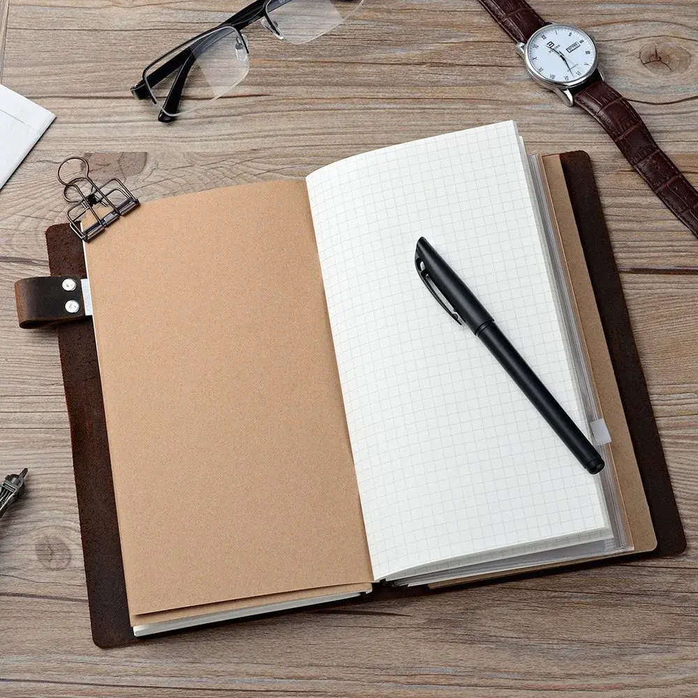 newestor Refillable Leather Journal Travelers Notebook 8.5 x 4.5 in (21.6 x 11.4 cm) | Handcrafted Artistry for Daily Use - view 5