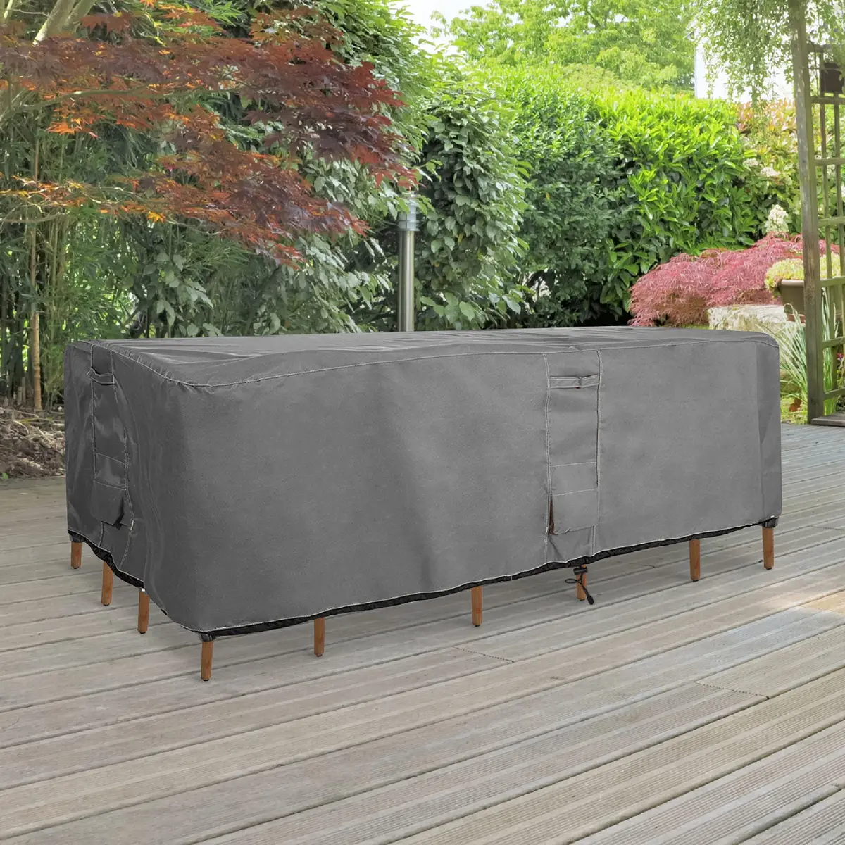 KHOMO GEAR Patio Table and Chair Set Cover - Heavy Duty, Water Resistant 108"L x 82"W x 25"H - view 7