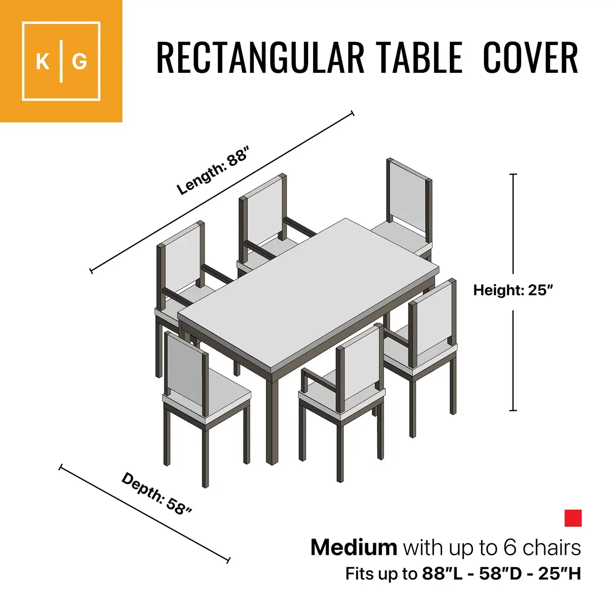 KHOMO GEAR Patio Table and Chair Set Cover - Heavy Duty, Water Resistant 108"L x 82"W x 25"H - view 3