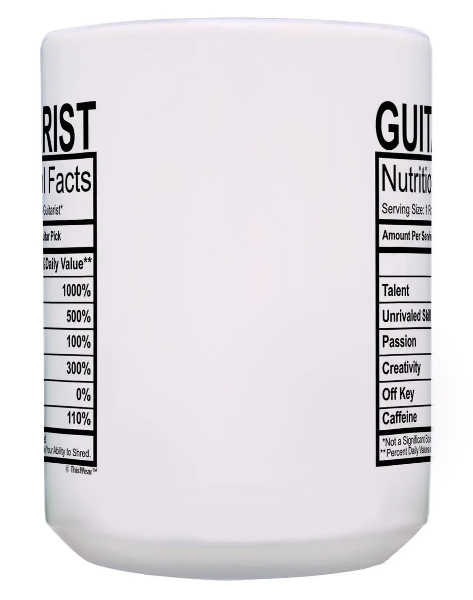 ThisWear Guitarist Nutritional Facts Label 15oz Coffee Mug | Classic Music Gift - view 4