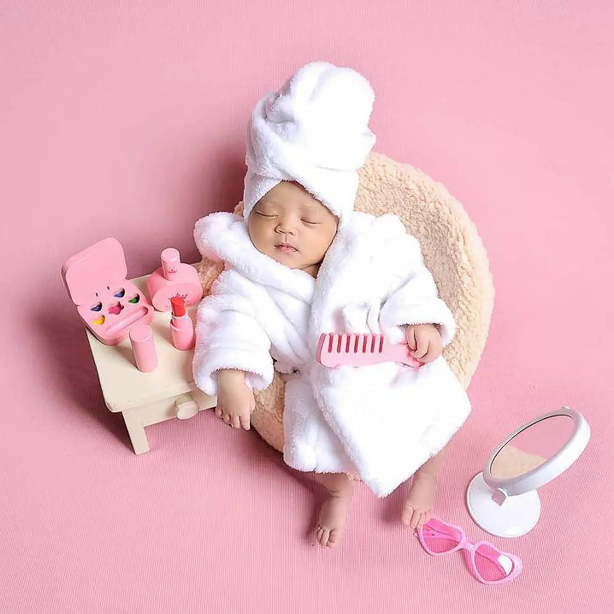 M&G House Newborn Photography Prop Bathrobe Costume Set for 0-6 Months Babies | White - view 8