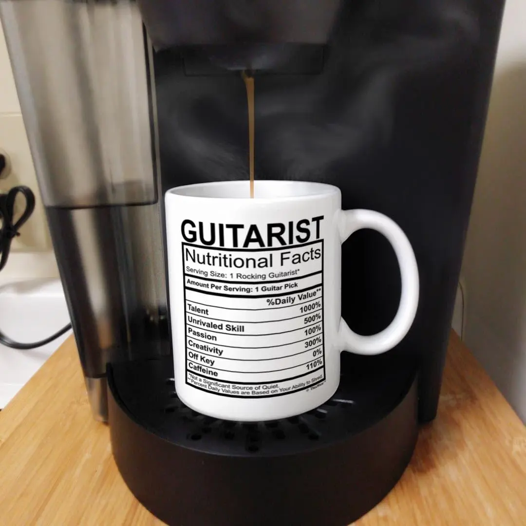 ThisWear Guitarist Nutritional Facts Label 11oz Coffee Mug | Music Lover Gift - view 5