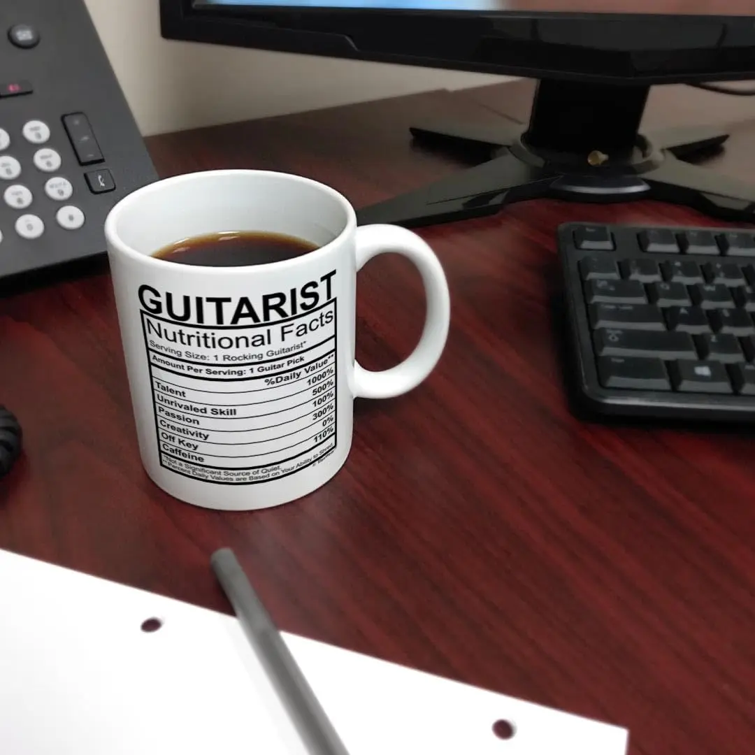 ThisWear Guitarist Nutritional Facts Label 11oz Coffee Mug | Music Lover Gift - view 6