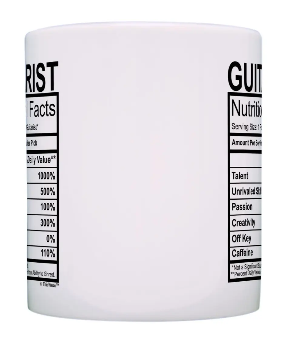 ThisWear Guitarist Nutritional Facts Label 11oz Coffee Mug | Music Lover Gift - view 4